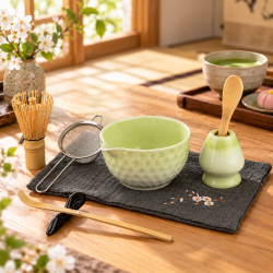 Matcha set 4Barista (light green) – keramikos rinkinys, skirtas „matcha“ arbatos ruošimui 