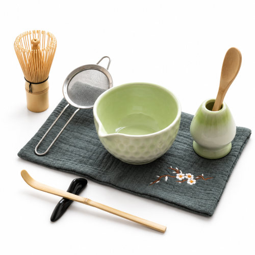Matcha set 4Barista (light green) – keramikos rinkinys, skirtas „matcha“ arbatos ruošimui 